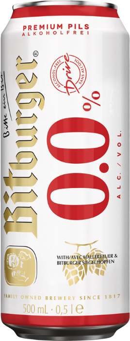 Bitburger Premium Pils 0.0% Alkoholfrei Dose 24x50cl Bitburger Premium Pils 0.0% Alkoholfrei Dose 24x50cl