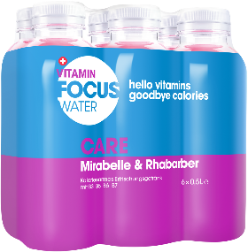 FocusWater care Mirabelle+Rhubarb Pet 6-Pack 50cl