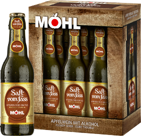 Möhl Saft v.Fass Apfelw.trüb 4% EW 6-Pack 33cl